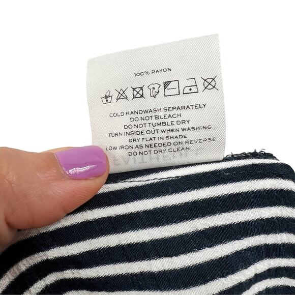 Faithfull The Brand Striped Rayon V Neck Tunic Top Beach Coverup Size 4 - Picture 13 of 14